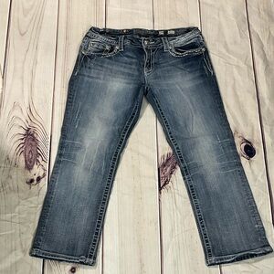 Miss Me Mid-Rise Easy Crop with Angel Wings Size 29